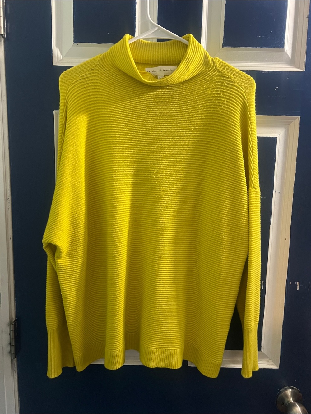 Chelsea & Theodore Sunflower Ribbed Mock Neck Sweater